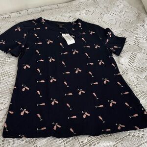 Banana Republic Navy Top with Pink  Design size XS